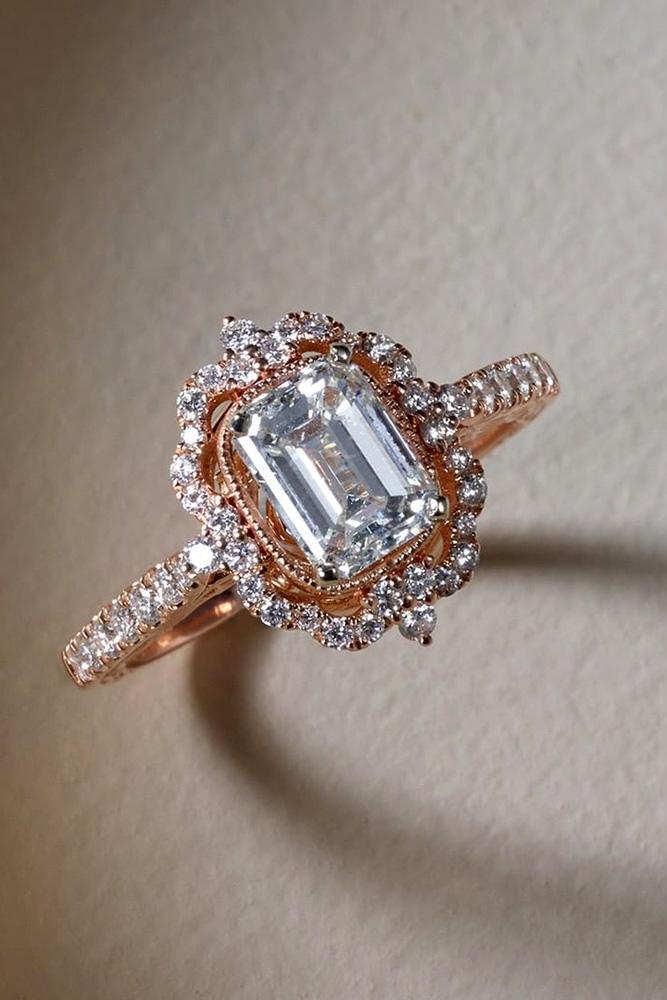 unique engagement rings rose gold engagement rings emerald cut engagement rings halo engagement rings floral engagement rings