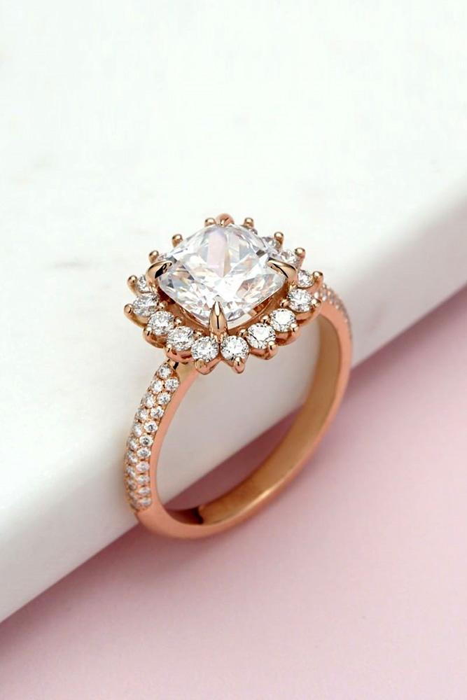 unique engagement rings rose gold engagement rings floral engagement rings halo engagement rings diamond engagement rings