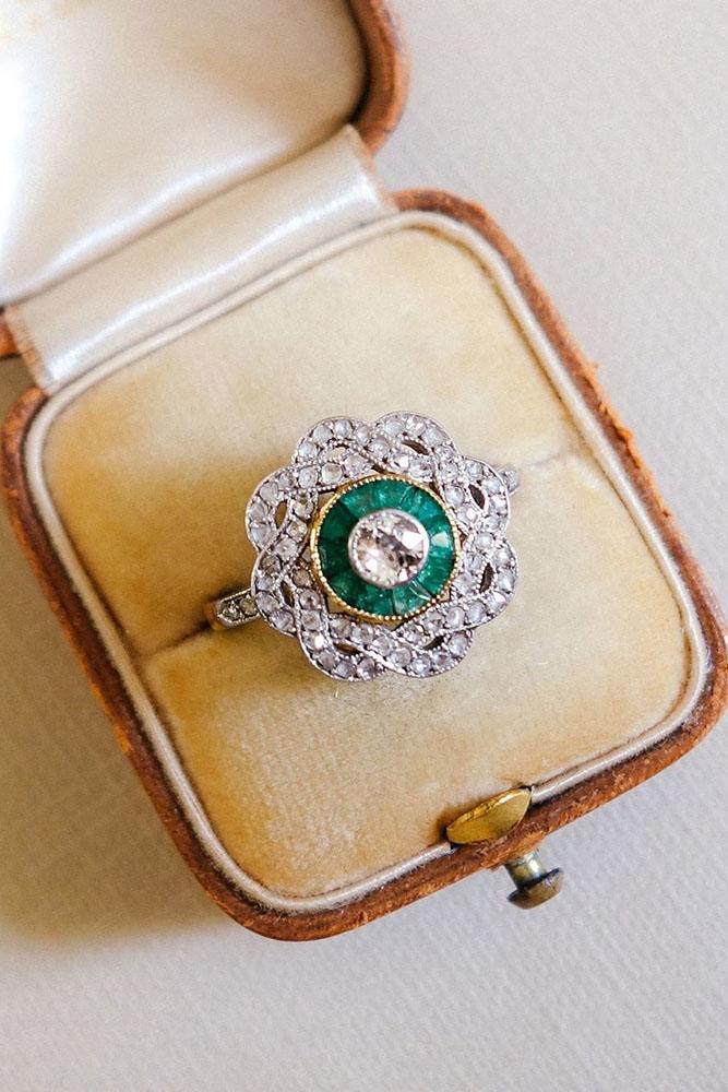 vintage engagement rings white gold engagement rings emerald engagement rings floral engagement rings