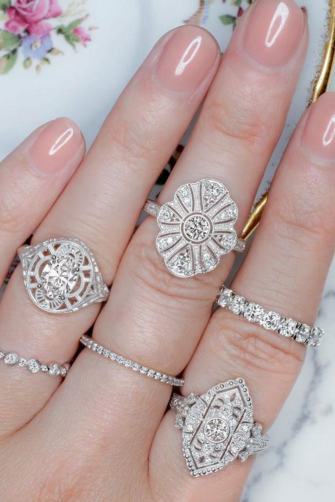 vintage engagement rings white gold engagement rings halo engagement rings unique engagement rings diamond engagement rings
