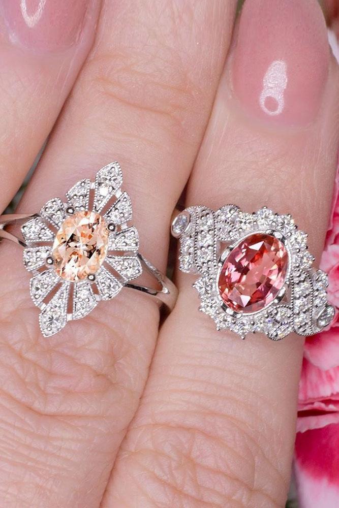 vintage engagement rings white gold engagement rings halo engagement rings unique engagement rings gemstone engagement rings