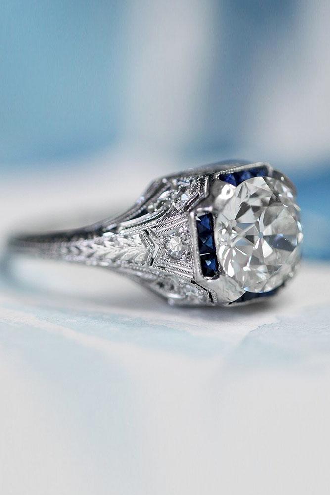 vintage engagement rings white gold engagement rings unique engagement rings sapphire engagement rings