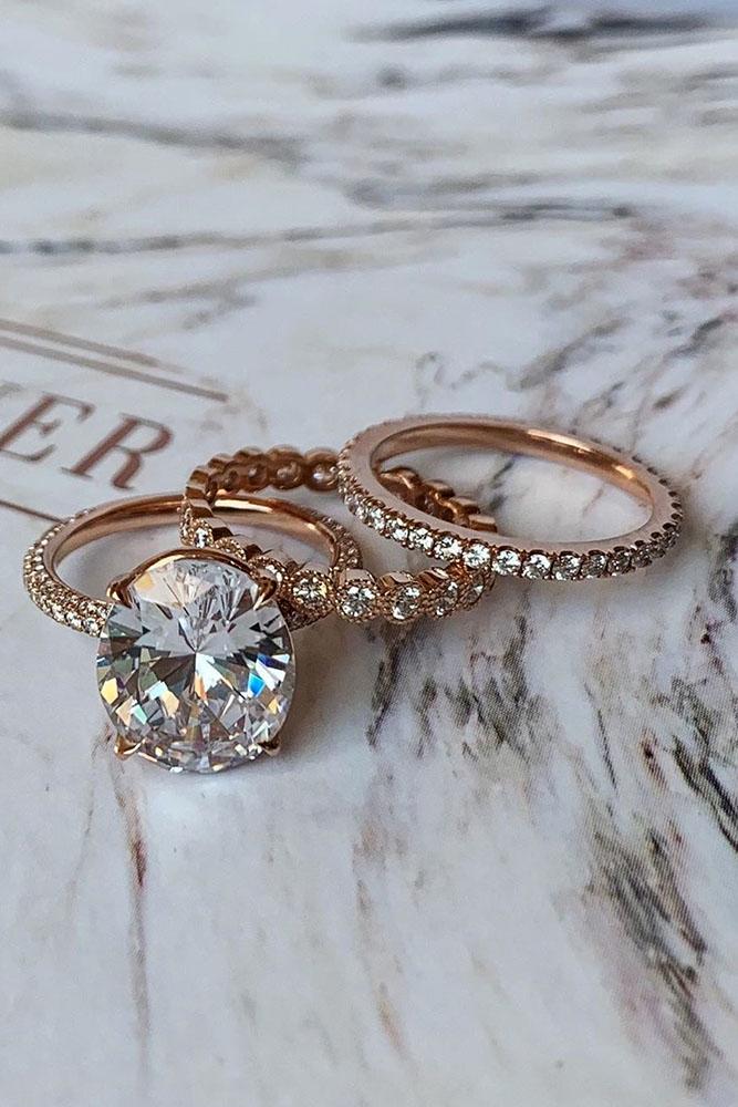 diamond wedding rings rose gold wedding ring sets round diamond rings bridal sets