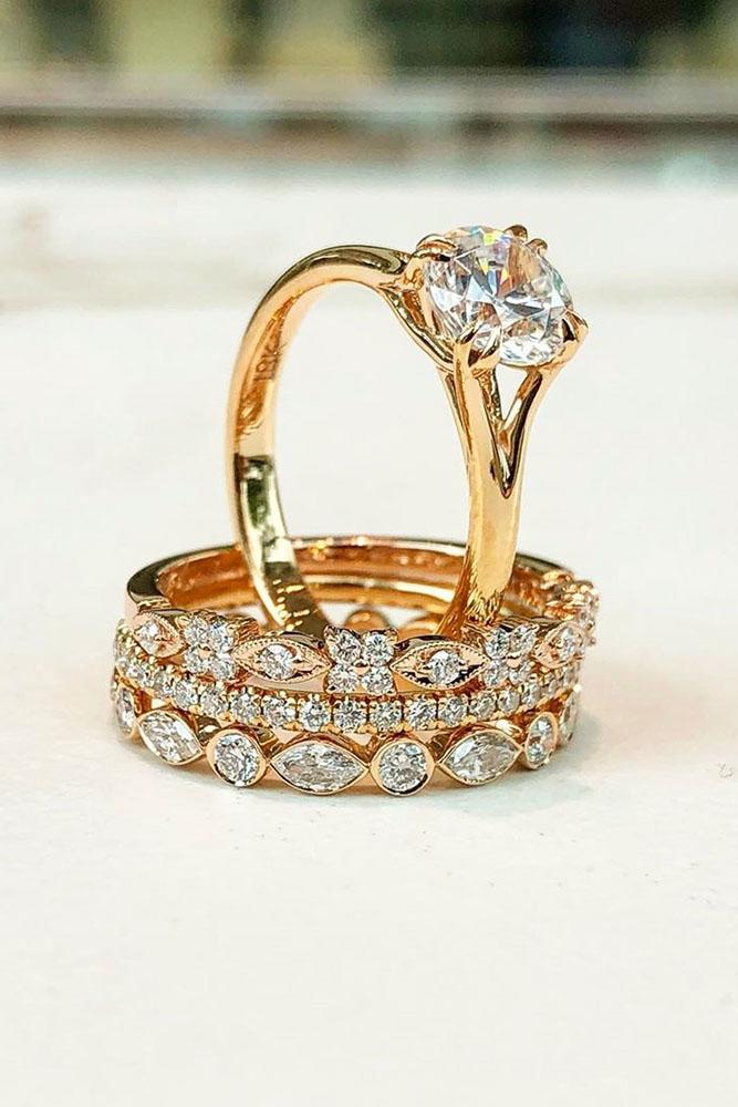 diamond wedding rings rose gold wedding ring sets round diamond rings bridal sets