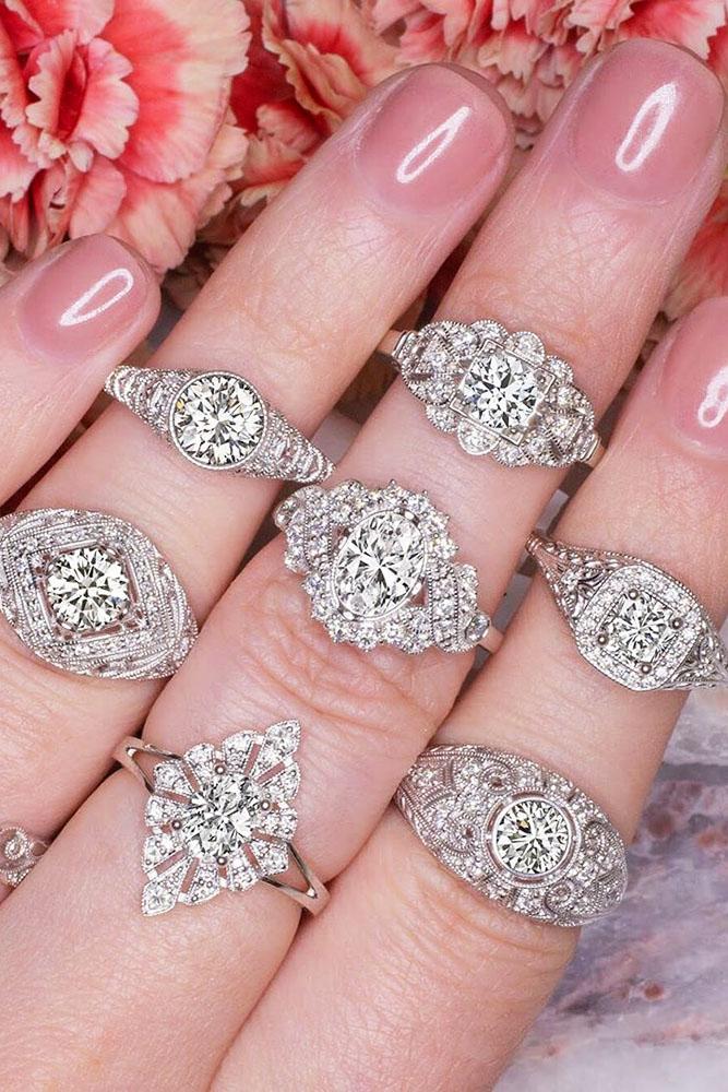 vintage engagement rings white gold engagement rings halo engagement rings unique engagement rings