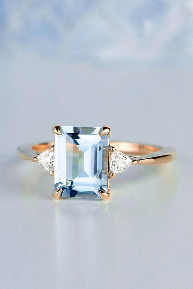 colored engagement rings aquamarine engagement rings rose gold engagement rings