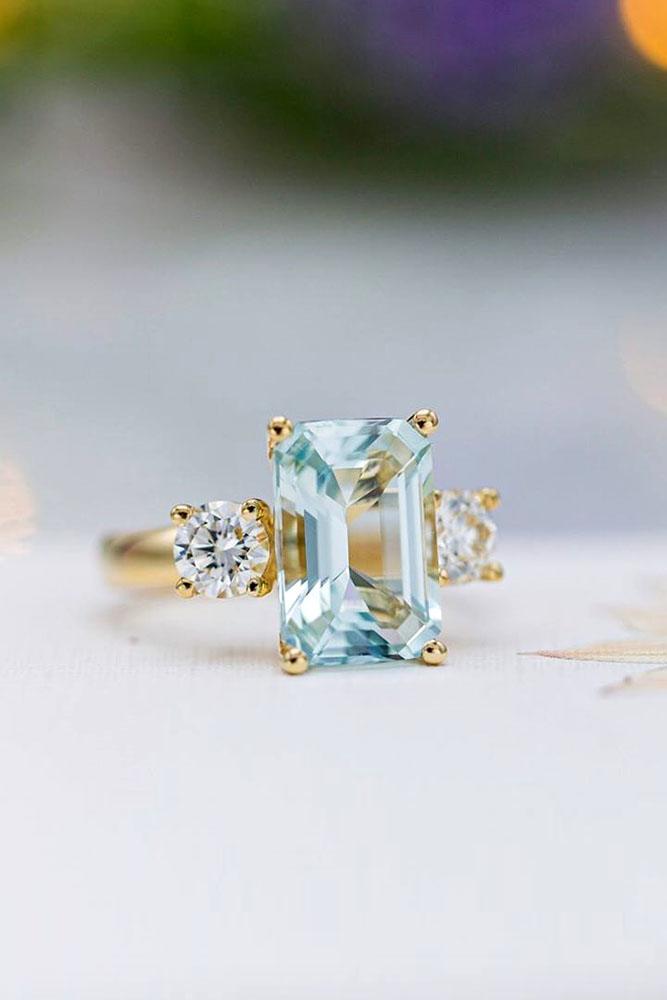 colored engagement rings aquamarine engagement rings rose gold engagement rings