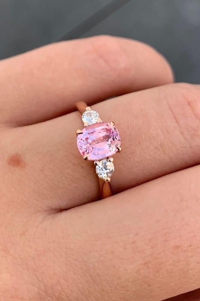 sapphire engagement rings three stone engagement rings oval cut rings rose gold rings