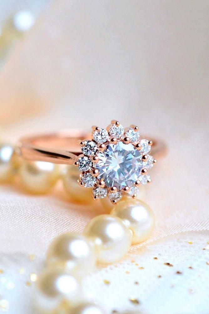 colored engagement rings moissanite engagement rings rose gold engagement rings floral engagement rings