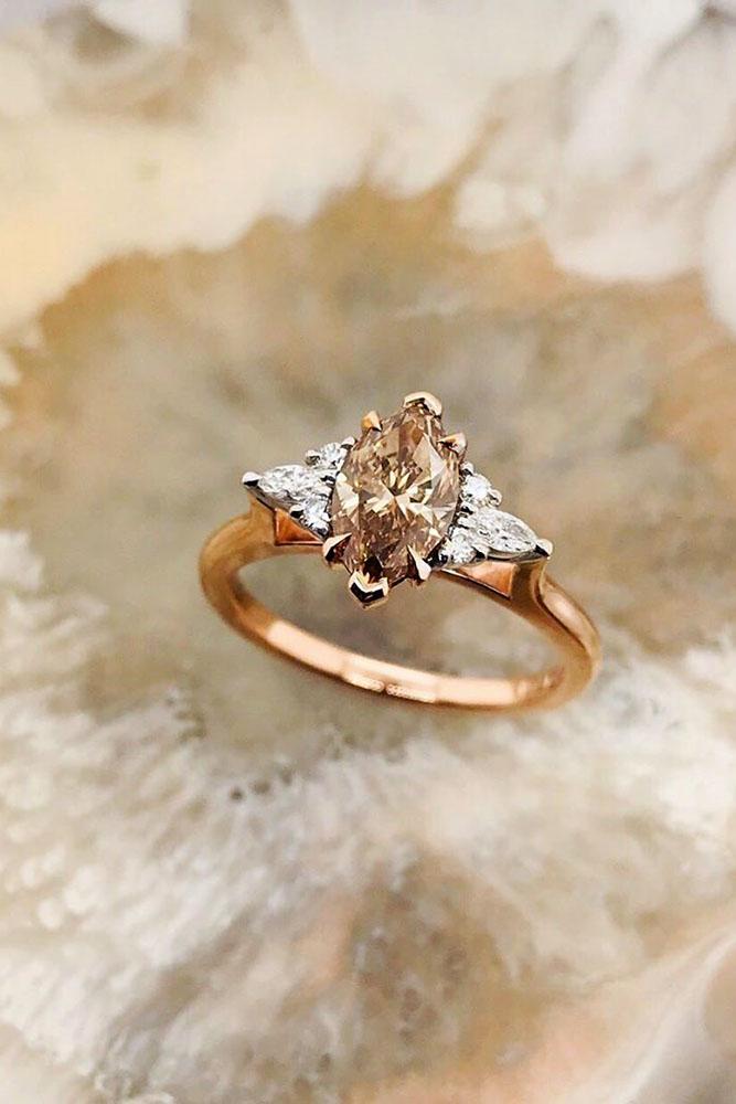 rose gold engagement rings champagne diamond engagement rings beautiful engagement rings marquise cut rings