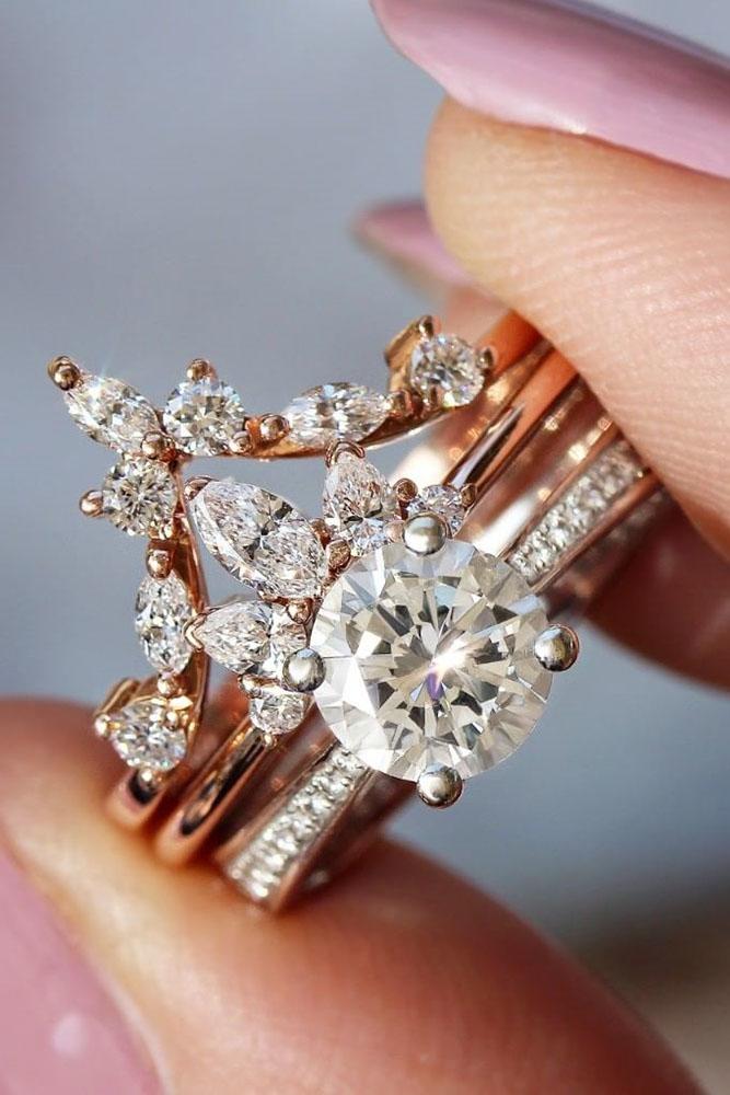 rose gold wedding rings unique wedding rings bridal sets marquise shaped engagement rings unique engagement rings