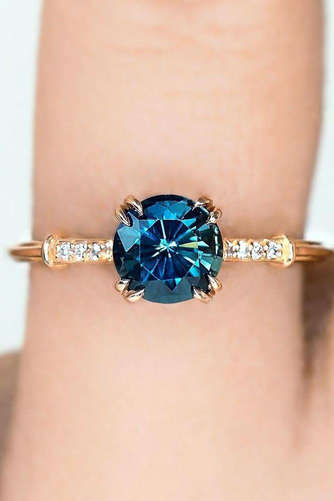 sapphire engagement rings solitaire engagement rings round cut engagement rings rose gold engagement rings