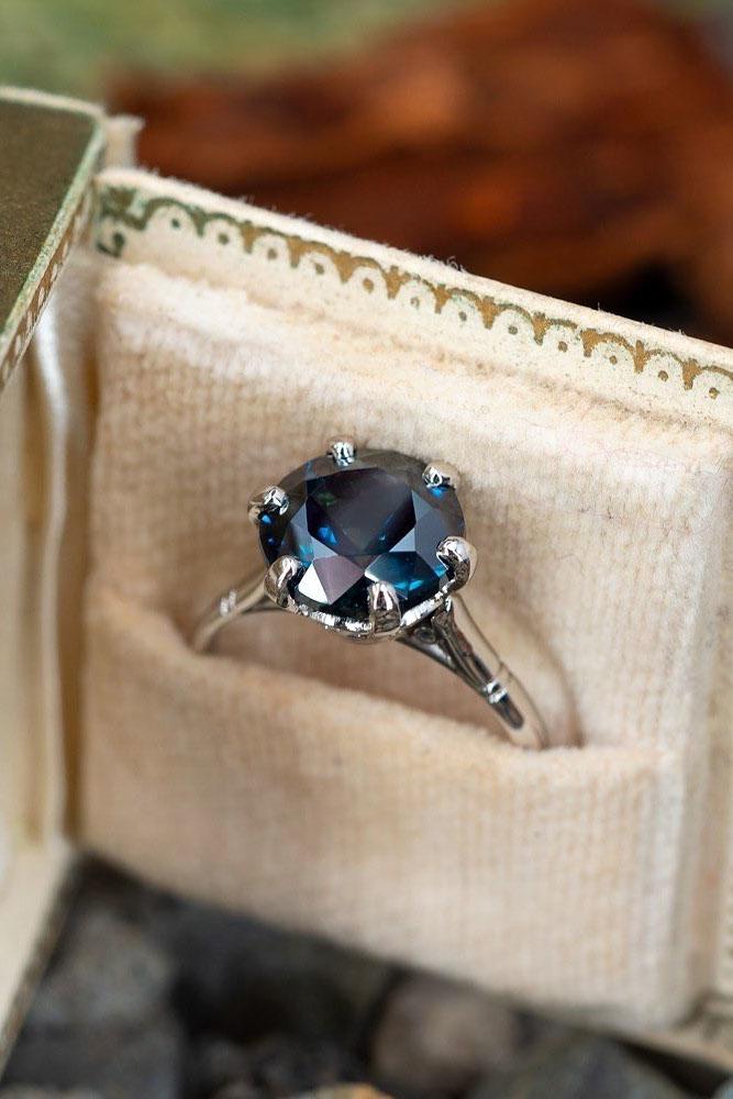 sapphire engagement rings solitaire engagement rings round cut engagement rings white gold engagement rings