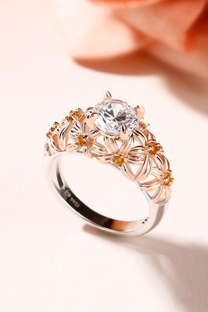 unique engagement rings rose gold engagement rings floral engagement rings