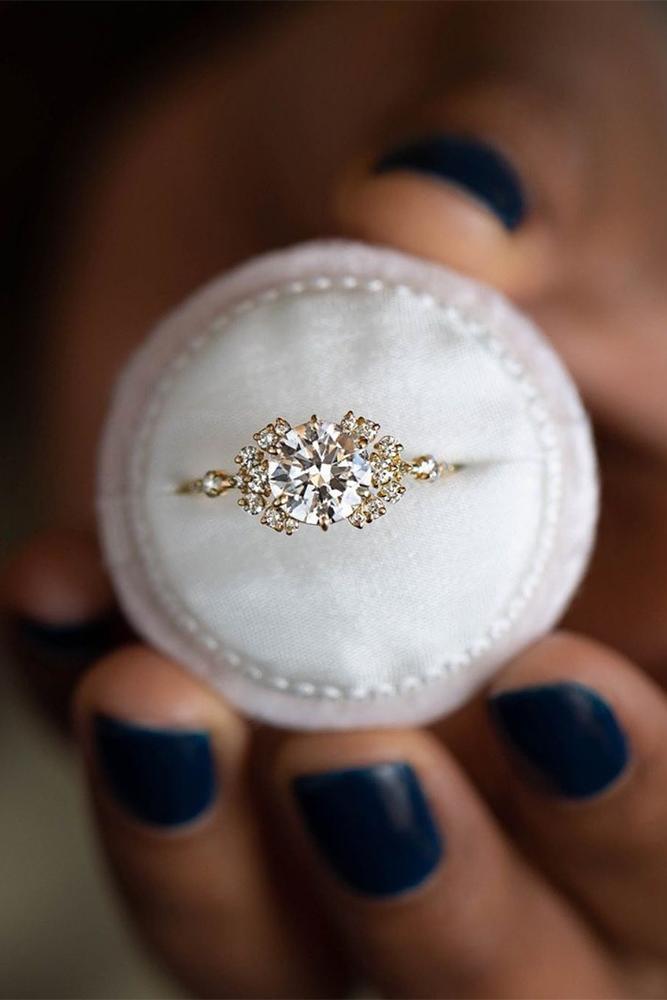 unique engagement rings round cut gold diamond rings
