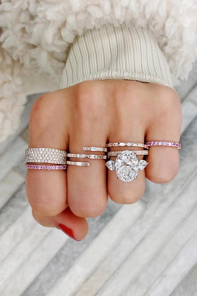 wedding ring sets bridal sets rose gold wedding rings oval cut engagement rings