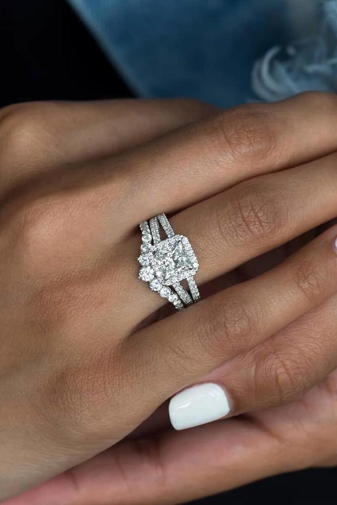 wedding ring sets bridal sets white gold engagement rings halo rings