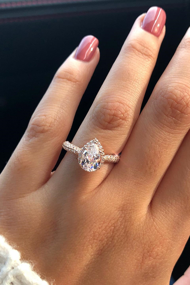 pear shaped engagement rings rose gold engagement rings halo engagement rings
