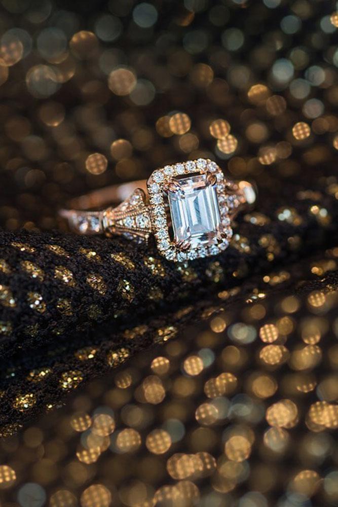 rose gold engagement rings kirk kara engagement rings emerald cut engagement rings