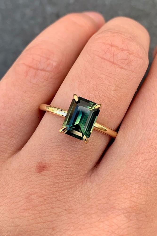 sapphire engagement rings green sapphire engagement rings emerald cut engagement rings