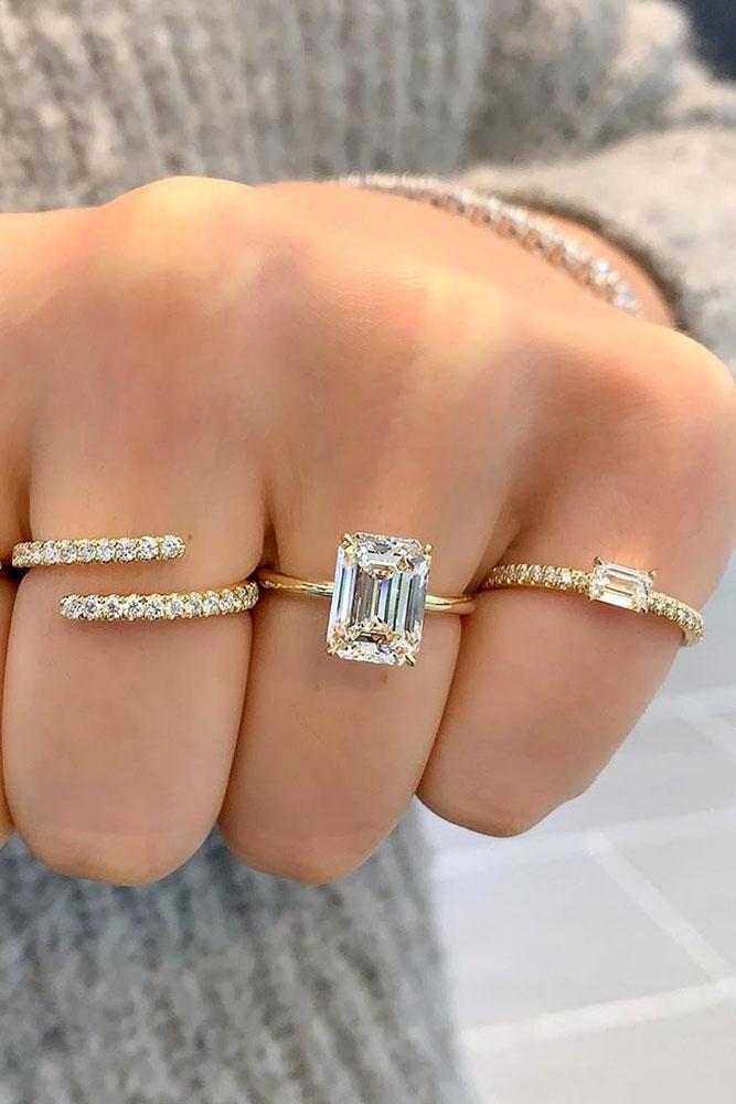 simple engagement rings emerald cut engagement rings yellow gold engagement rings solitaire rings