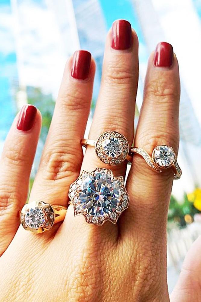 unique engagement rings round cut engagement rings rose gold engagement rings