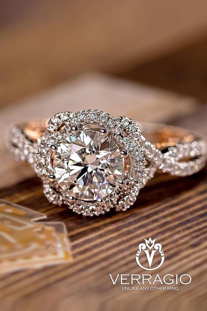verragio engagement rings round cut diamond ring unique ring two tone
