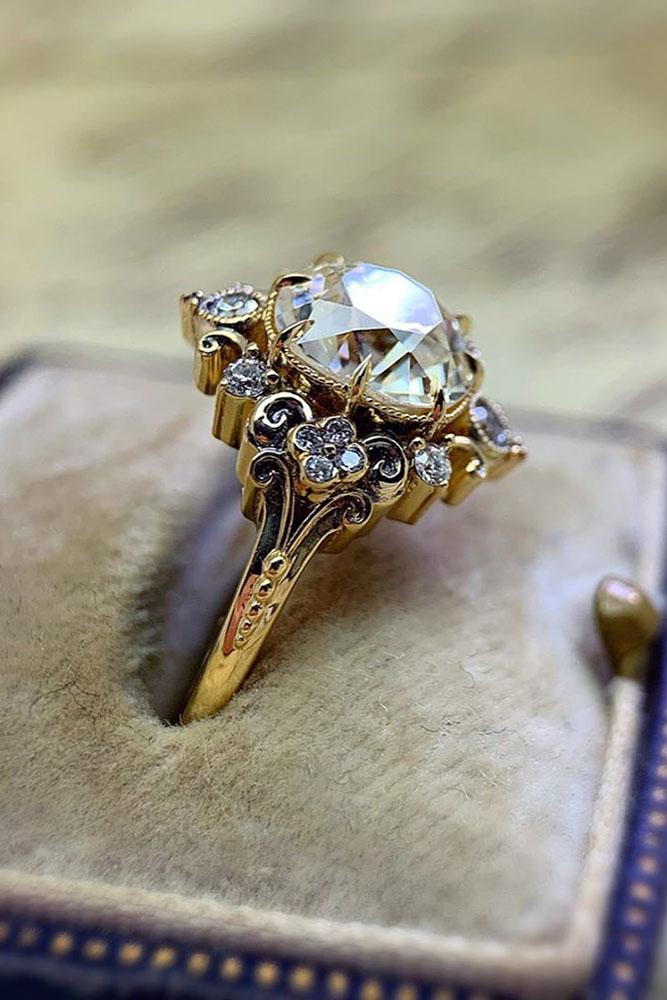 vintage engagement rings rose gold engagement rings floral engagement rings gemstone engagement rings