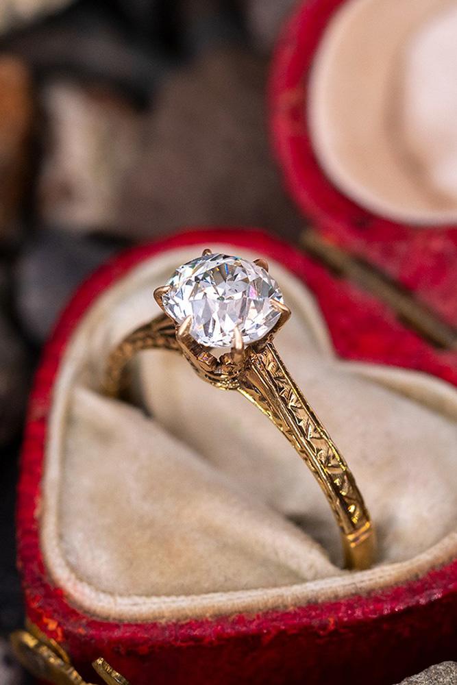 vintage engagement rings rose gold engagement rings unique engagement rings round cut diamond rings