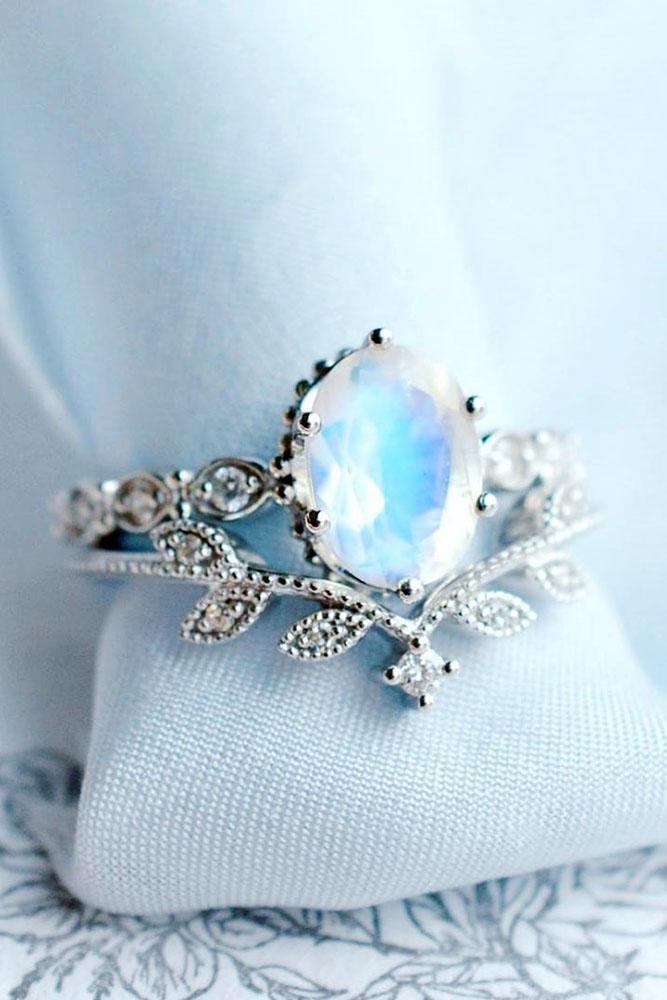 vintage engagement rings white gold engagement rings floral engagement rings moonstone engagement rings
