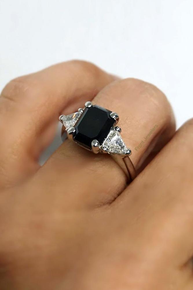 black diamond engagement rings white gold engagement rings three stone rings