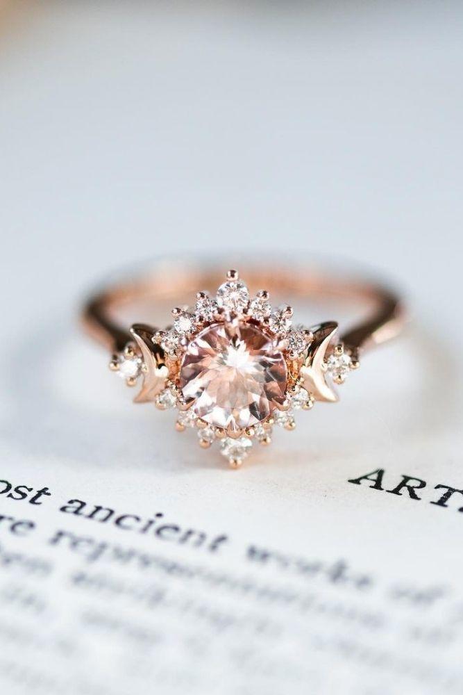 colored engagement rings morganite ring in rose gold2