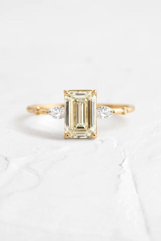 colored engagement rings with yellow center stones rings