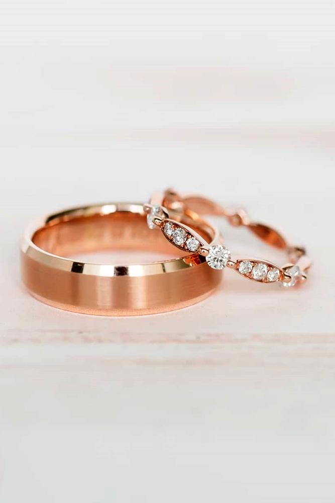 matching wedding bands rose gold wedding rings unique wedding bands diamond band