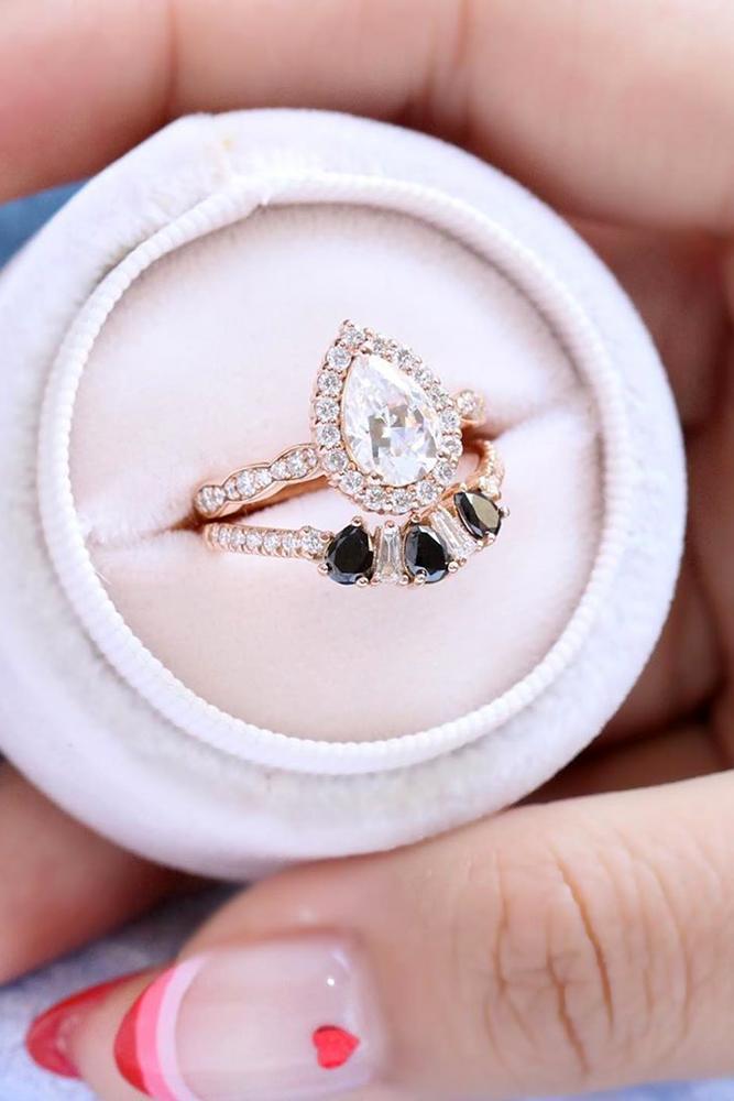 moissanite engagement rings amazing pear cut moissanite halo pave band sparkling