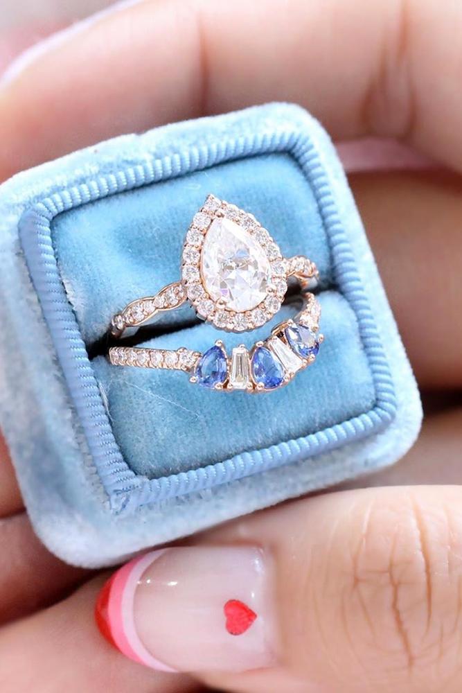 moissanite engagemen rings amazing pear cut moissanite halo ring bridal sets