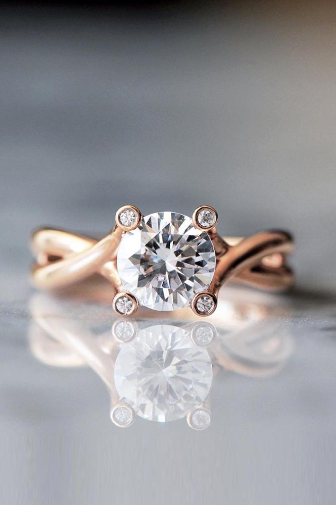round engagement rings rose gold engagement rings twisted bands