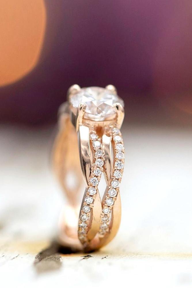 round engagement rings rose gold engagement rings twisted bands