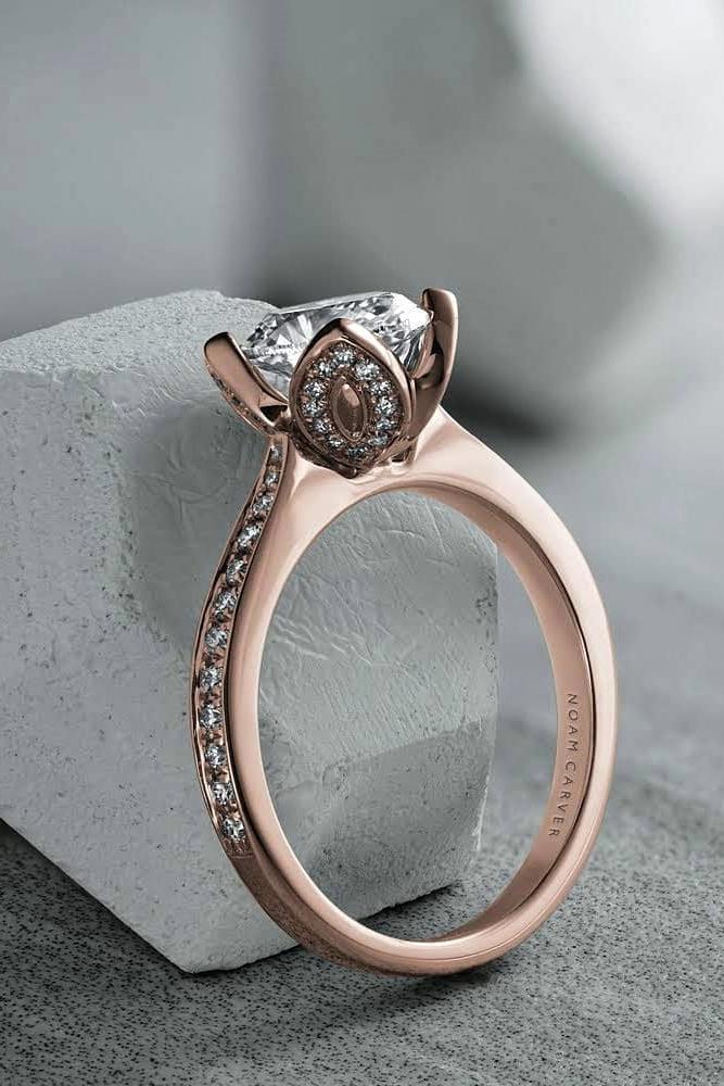 round engagement rings rose gold engagement rings unique rings