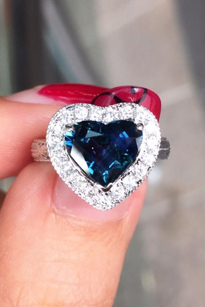 sapphire engagement rings halo engagement rings heart cut engagement rings