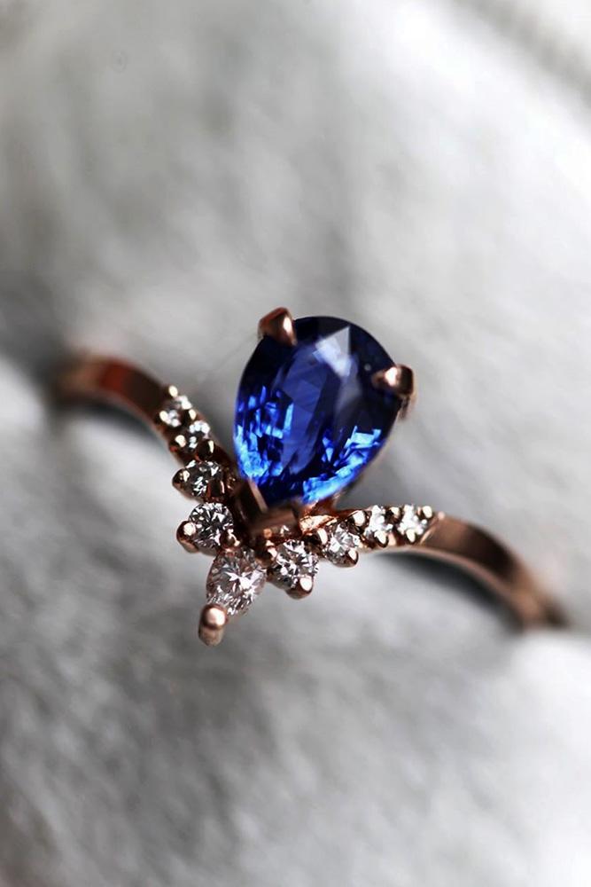 sapphire engagement rings rose gold engagement rings pear shaped engagement rings