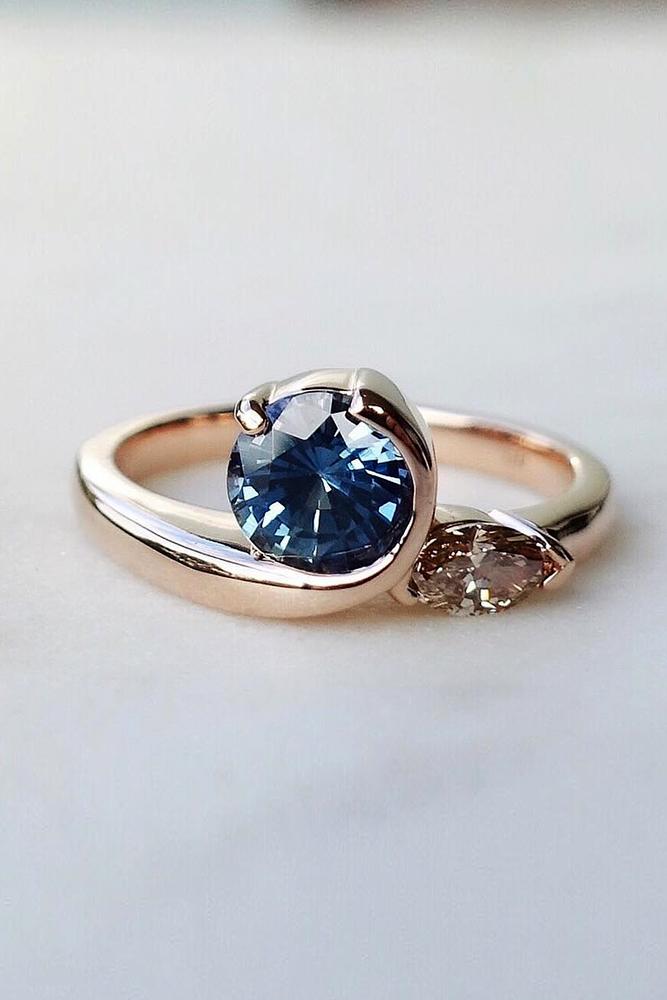 sapphire engagement rings rose gold engagement rings unque engagement rings
