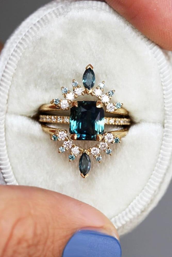 sapphire engagement rings rose gold rings bridal sets sapphire wedding rings