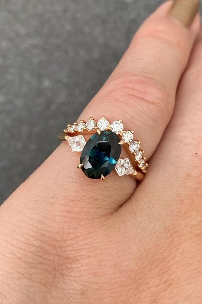 sapphire engagement rings rose gold rings bridal sets sapphire wedding rings