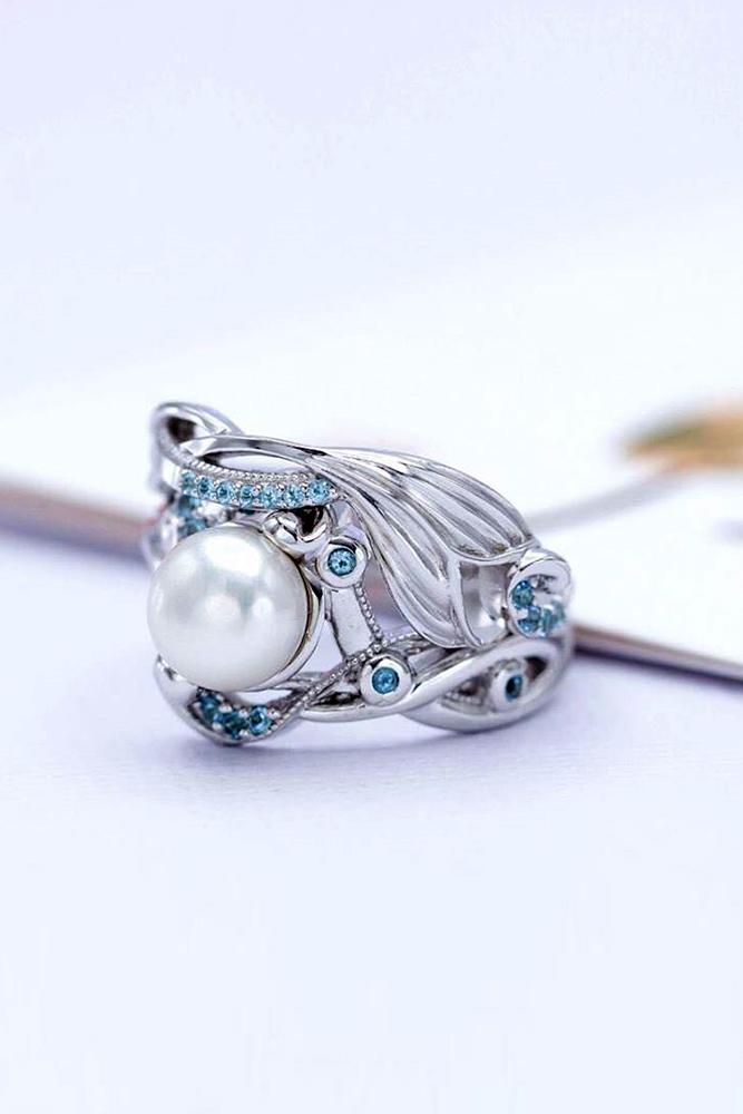 unique engagement rings white gold engagement rings pearl engagement rings