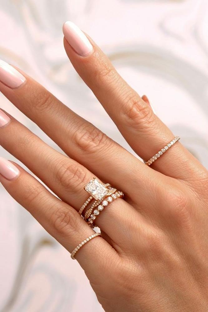 wedding ring sets rose gold engagement rings bridal sets