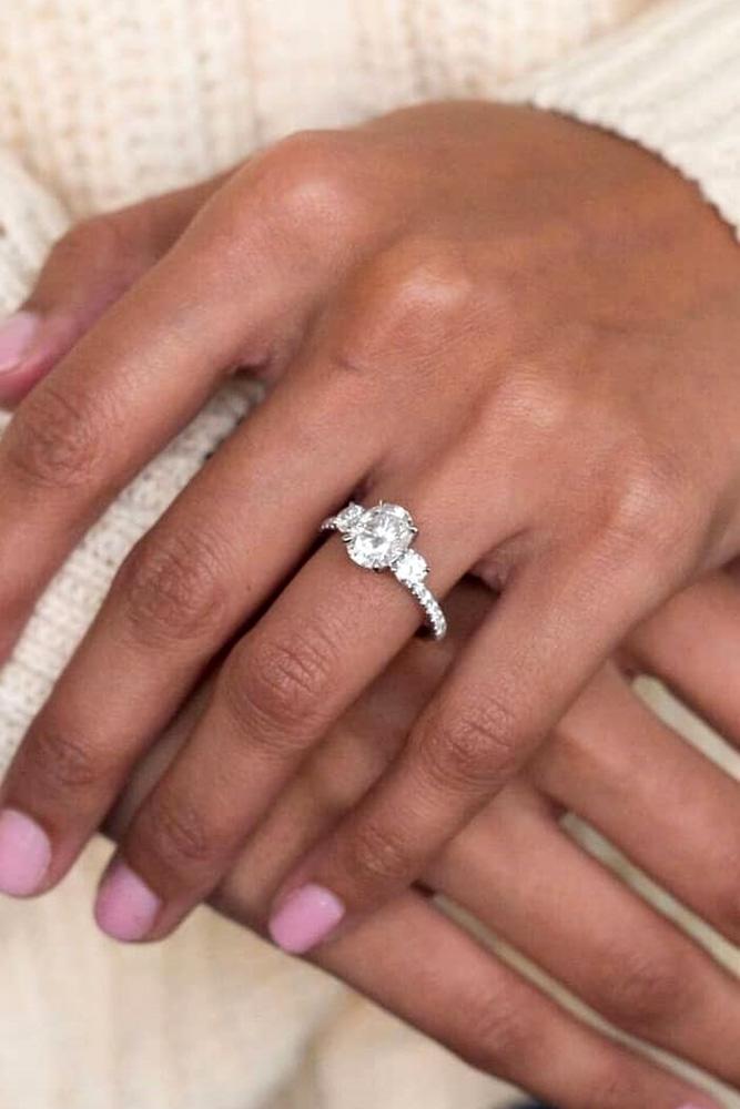 oval engagement rings three stone engagement rings diamond engagement rings white gold engagement rings