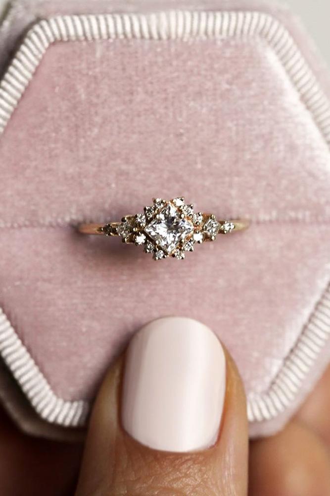 rose gold wedding rings unique engagement rings princess cut diamond ring