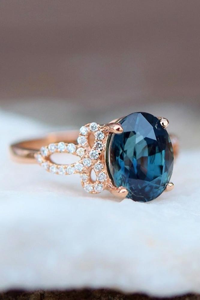 sapphire engagement rings blue sapphire ring oval cut ring rose gold ring