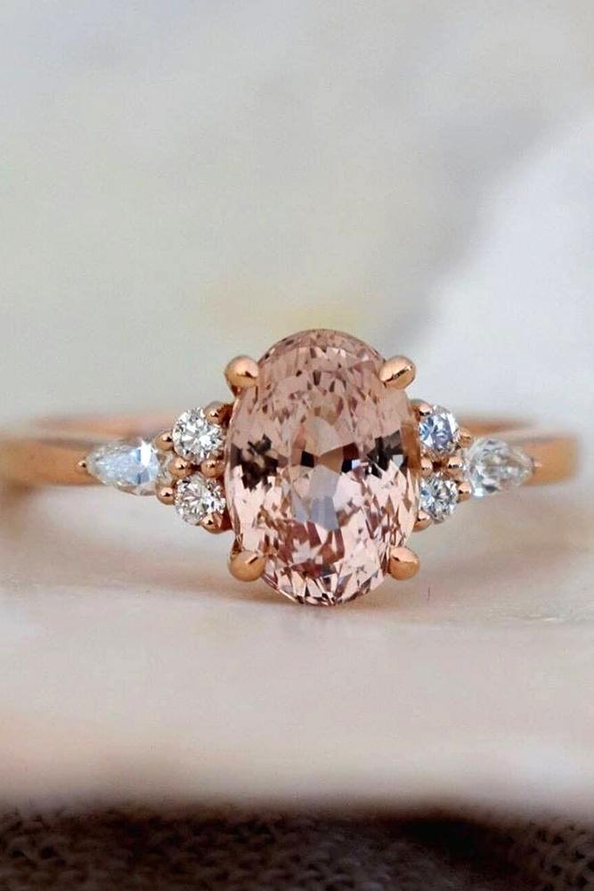sapphire engagement rings pink sapphire ring oval cut ring rose gold ring